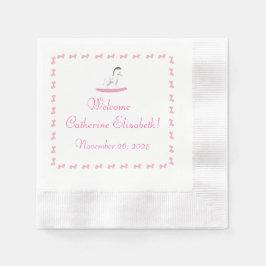 Roze en witte Rocking Horse Theme Gift Label Servet
