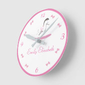 Roze en witte Rocking Horse Theme  Ronde Klok (Hoek)