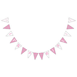 Roze en witte Rocking Horse Vlaggetjes