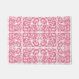 Roze en witte rollen deurmat
