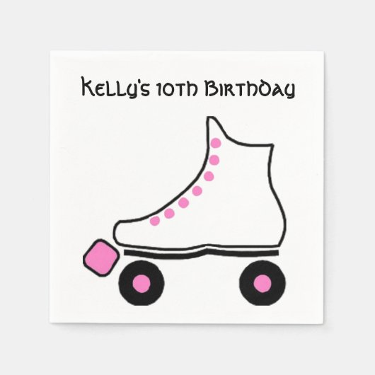 Roze en Witte Roller Schaats Papieren servetten (Voorkant)