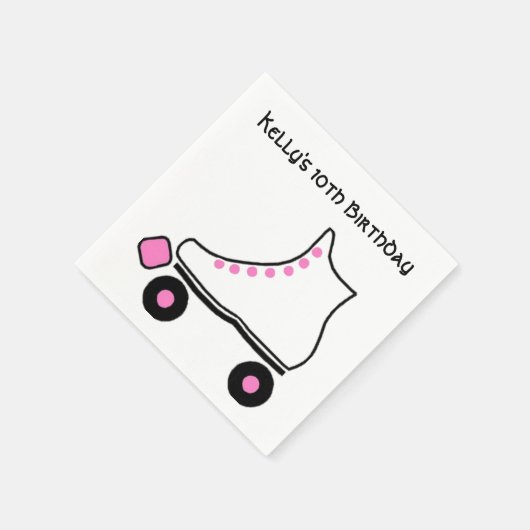 Roze en Witte Roller Schaats Papieren servetten (Hoek)