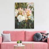 Roze en witte roodendron Deep Green Foliage Canvas Afdruk (Insitu (Woonkamer))