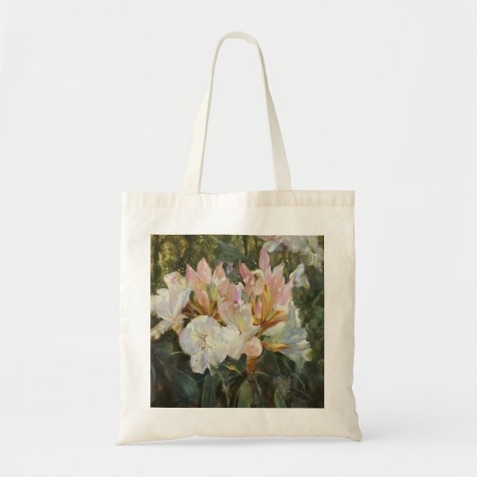 Roze en witte roodendron Deep Green Foliage Tote Bag (Voorkant)