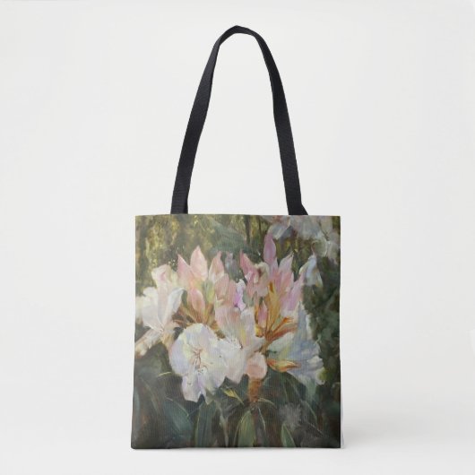 Roze en witte roodendron Deep Green Foliage Tote Bag (Voorkant)