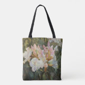 Roze en witte roodendron Deep Green Foliage Tote Bag (Achterkant)