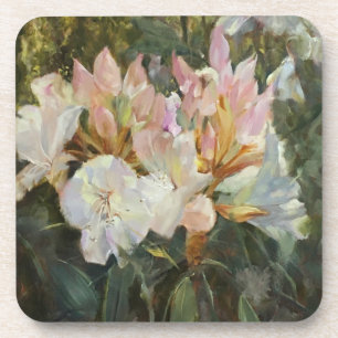 Roze en witte roodendrons Deep Green Foliage Bier Onderzetter