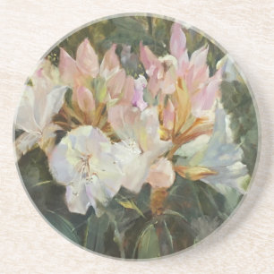 Roze en witte roodendrons Deep Green Foliage Zandsteen Onderzetter