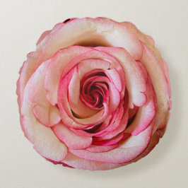 Roze en Witte Roos Bloei Sierlijke Ronde Kussen