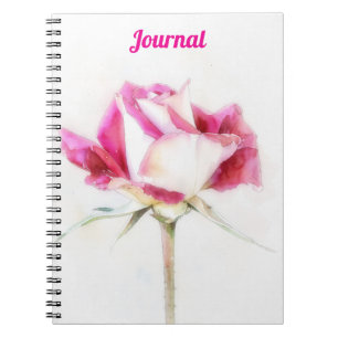 Roze en Witte Roos Bloem Kunst Personaliseren Notitieboek