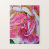 Roze en Witte Roos Bloem Kunst Puzzel (Verticaal)