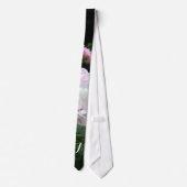 roze en witte roos bloem monogram jurk stropdas. stropdas (Achterkant)