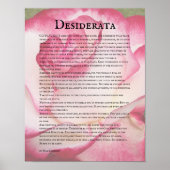 Roze en Witte Roos en Desiderata Gedicht Poster (Voorkant)