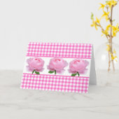 Roze en witte Roos gingham Blank binnenin Kaart (Gele Bloem)