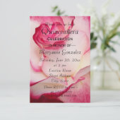 Roze en Witte Roos Quinceanera Feest Kaart (Staand voorkant)