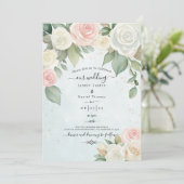 Roze en Witte Roos Schemerige Bloemen Kaart (Staand voorkant)