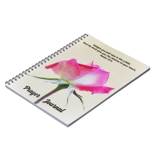 Roze en Witte Rose Bloem Art Prayer Journal Notitieboek (Linkerzijde)