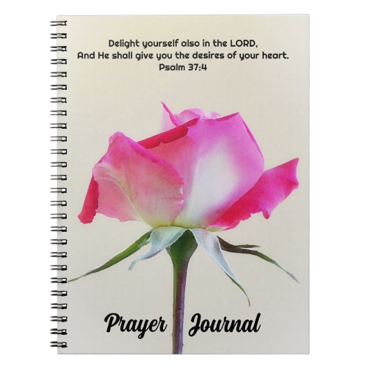 Roze en Witte Rose Bloem Art Prayer Journal Notitieboek (Voorkant)