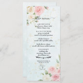 Roze en Witte Rose Blooms Wedding Menu (Voorkant / Achterkant)