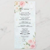 Roze en Witte Rose Blooms Wedding Menu (Voorkant)