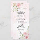 Roze en Witte Rose Blooms Wedding Menu (Voorkant / Achterkant)