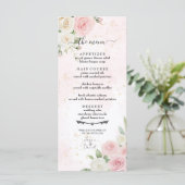 Roze en Witte Rose Blooms Wedding Menu (Staand voorkant)