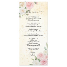 Roze en Witte Rose Blooms Wedding Menu