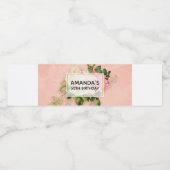 Roze en witte Rose Bouquet Birthday Waterfles Etiket (Enkel label)