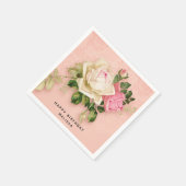 Roze en witte Rose Bouquet Elegant Birthday Servet (Hoek)