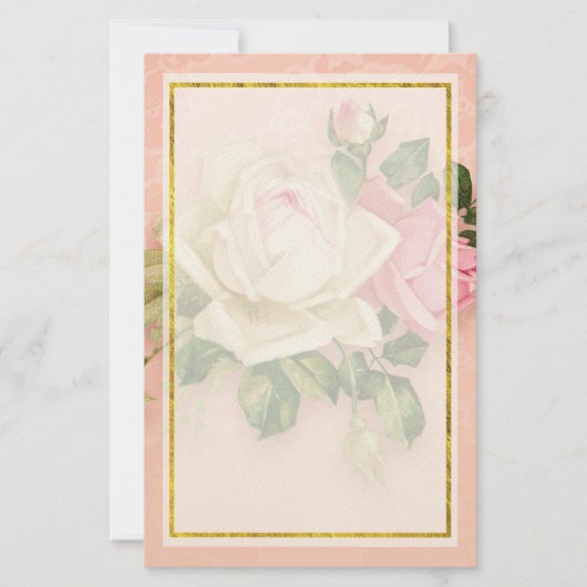 Roze en witte Rose Bouquet Stationery Briefpapier (Voorkant)