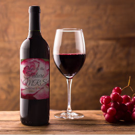 Roze en witte roze gepersonaliseerd Vrijgezellenfe Wijn Etiket