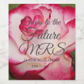 Roze en witte roze gepersonaliseerd Vrijgezellenfe Wijn Etiket (Enkel label)