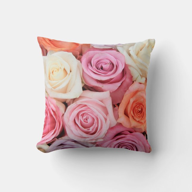 Roze en witte roze Sierkussen afdrukken (Voorkant)