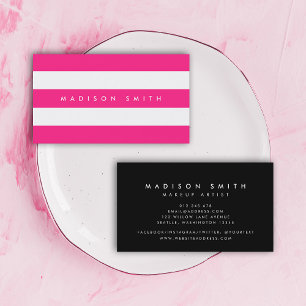 Roze en witte roze stripes met zwart visitekaartje
