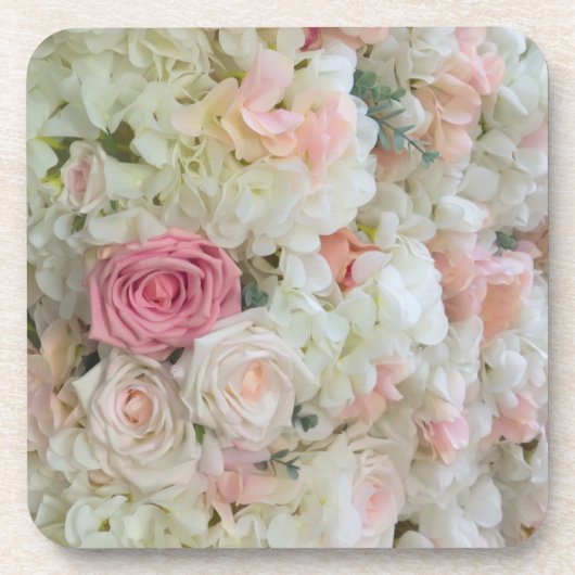 Roze en witte rozen bier onderzetter (Voorkant)