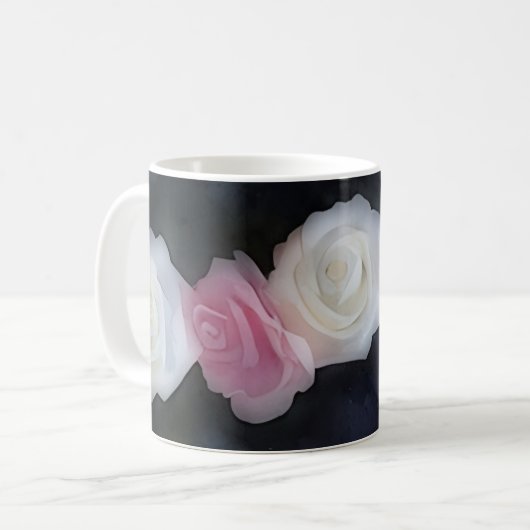 Roze en Witte Rozen Bloemen Art Mok (Voorkant links)