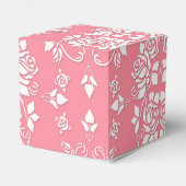 Roze en Witte Rozen Bloemendamask Patroon Bedankdoosjes (Achterkant)