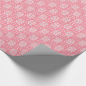 Roze en Witte Rozen Bloemendamask Patroon Cadeaupapier (Hoek)