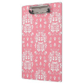 Roze en Witte Rozen Bloemendamask Patroon Klembord (Links)