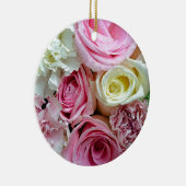 Roze en witte rozen bloemstuk keramisch ornament (Rechts)