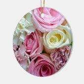 Roze en witte rozen bloemstuk keramisch ornament (Links)