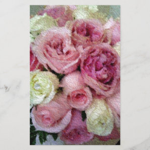Roze en witte rozen briefpapier