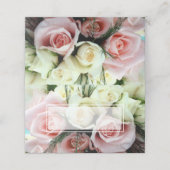 Roze en witte rozen bruiloft gevouwen plaats kaart plaatskaartje (Buitenkant ongevouwen)