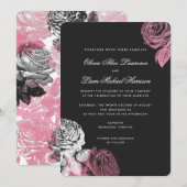 roze en witte rozen bruiloft kaart (Voorkant / Achterkant)