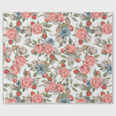 Roze en witte rozen cadeaupapier (Vlak)