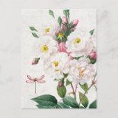 roze en witte rozen en dragonfly briefkaart (Voorkant)