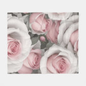 Roze en witte rozen fleece deken (Voorkant (Horizontaal))