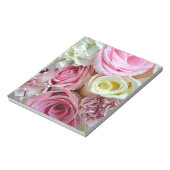 Roze en witte rozen florale bouquet notitieblok (Linkerzijde)