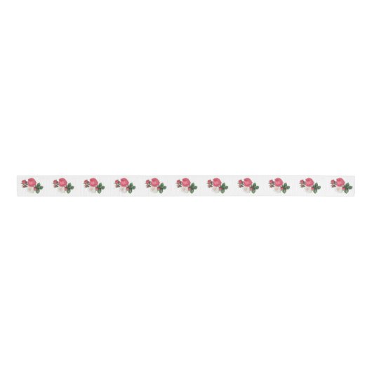 Roze en witte Rozen Grosgrain lint 1,5 inch (Voorkant)