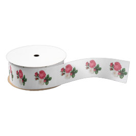 Roze en witte Rozen Grosgrain lint 1,5 inch